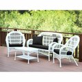 Jeco 4 Piece Santa Maria White Wicker Conversation Set, Black Cushion W00209-G-FS017